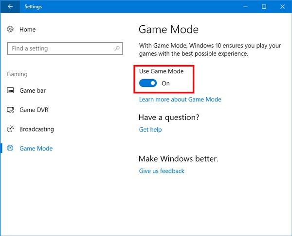 Microsoft Game Mode Image