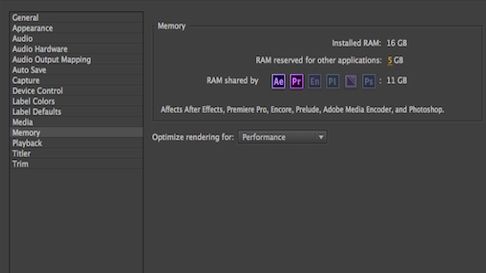 Adobe memory allocation settings