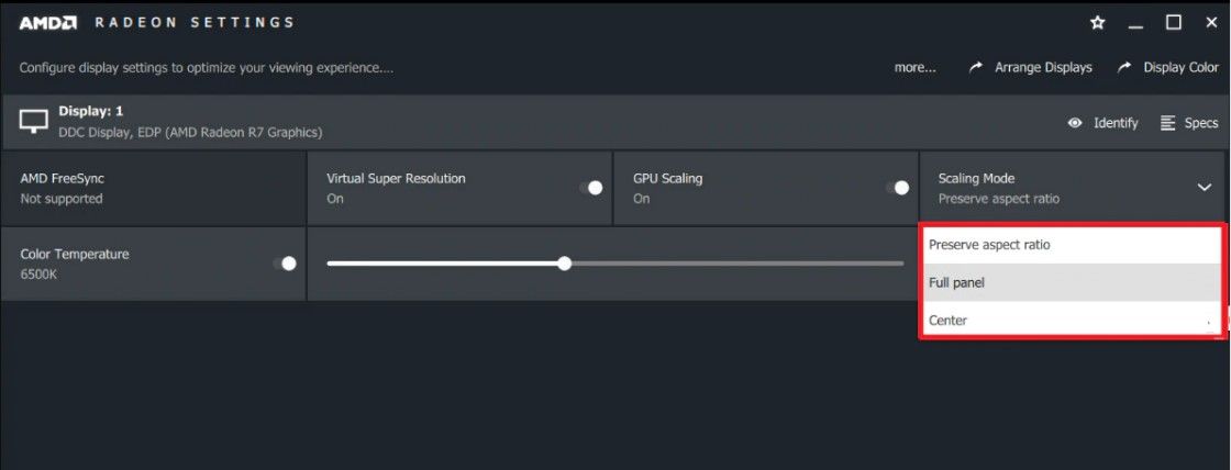 AMD radeon software settings