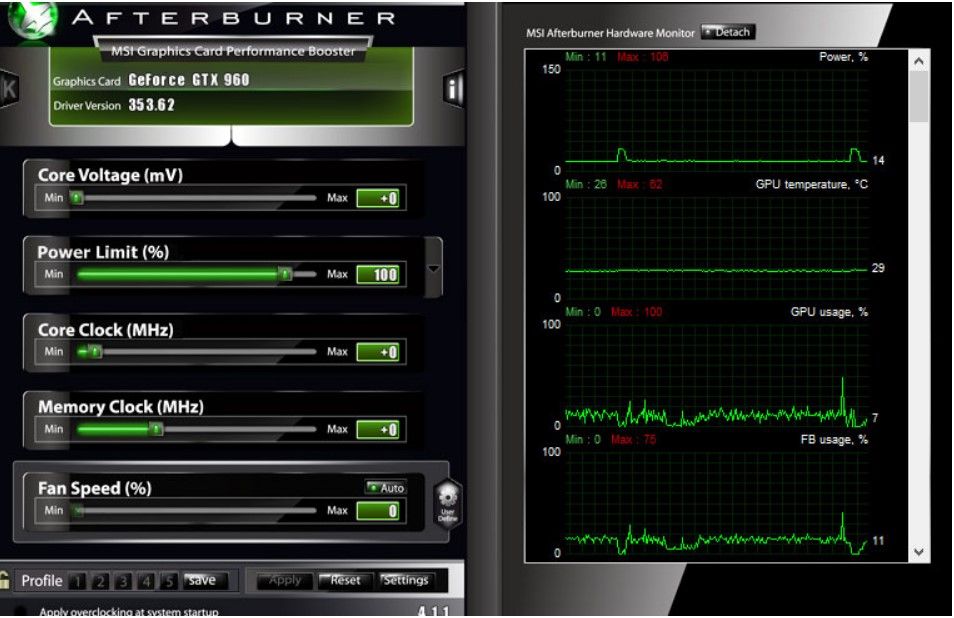 Afterburner interface