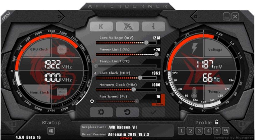 MSI Afterburner Interface