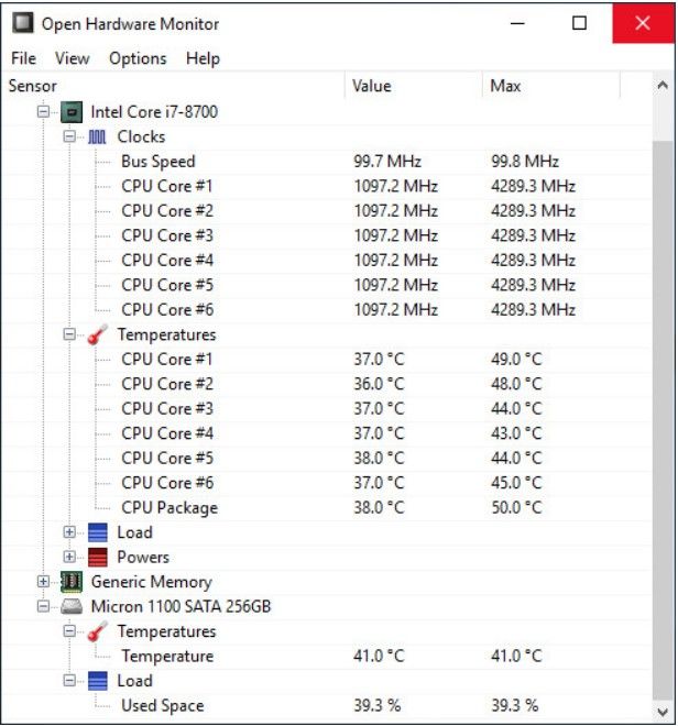 Open Hardware Monitor Interface