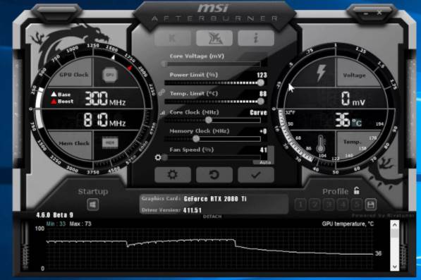 Image of MSI Afterburner Dashboard