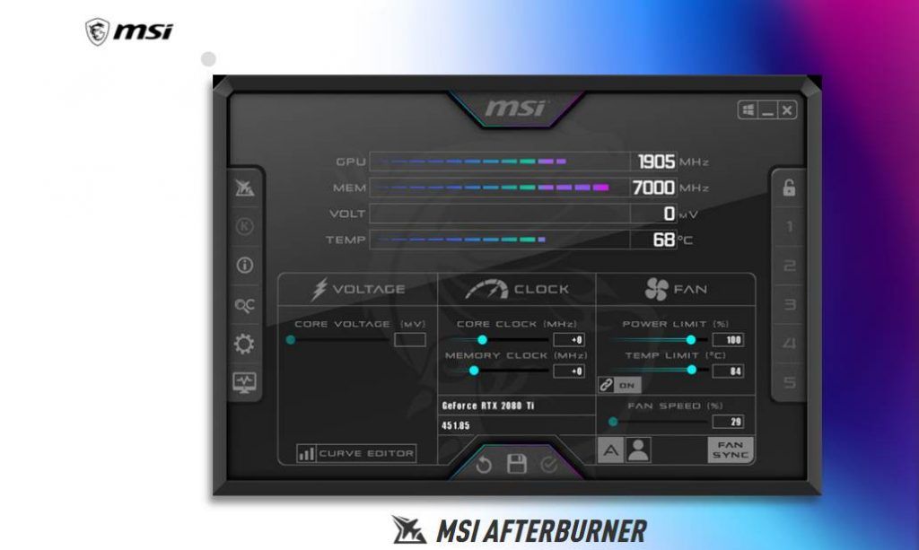 Image of MSI Afterburner Default Skin