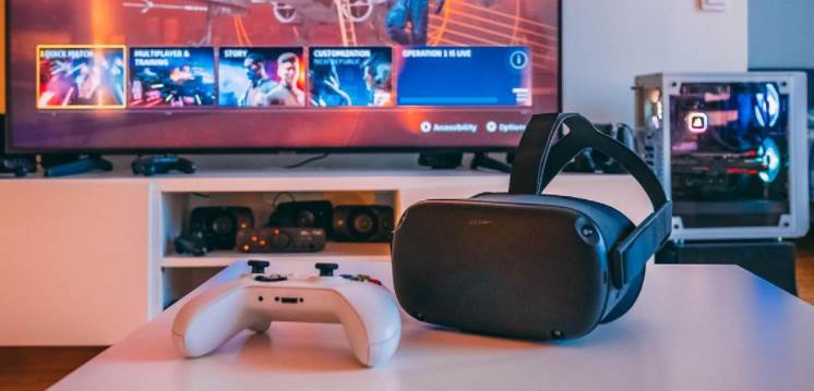 image of white controller and vr headset