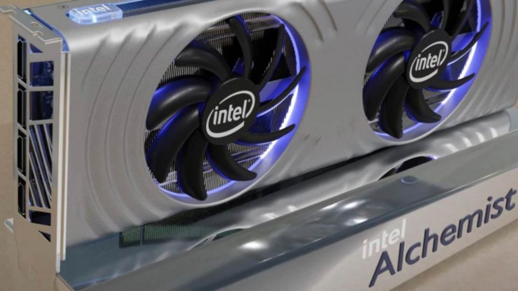 CGI of Intel Alchemist GPU