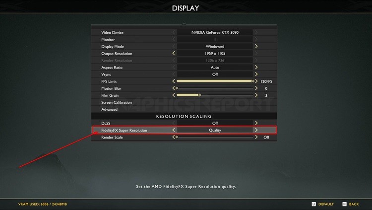 Image of FedilityFX option in god of war