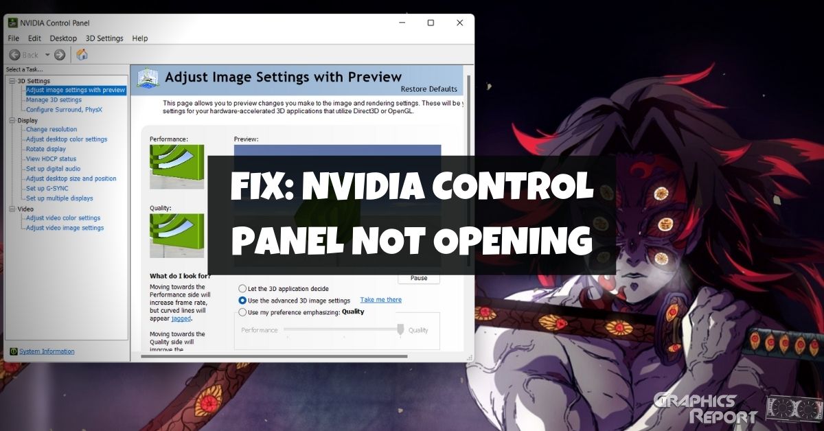 nvidia control panel not opening up