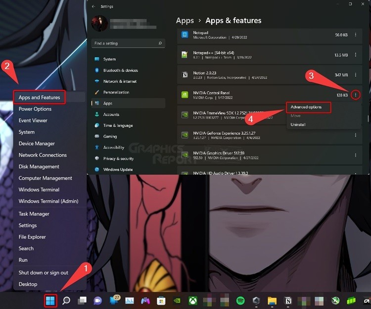 apps and features menu in windows 11