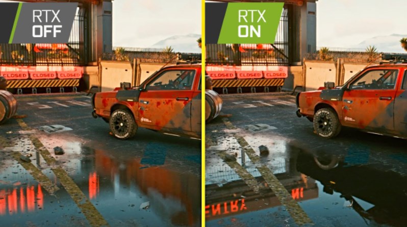 showing the difference in raytracing on vs off