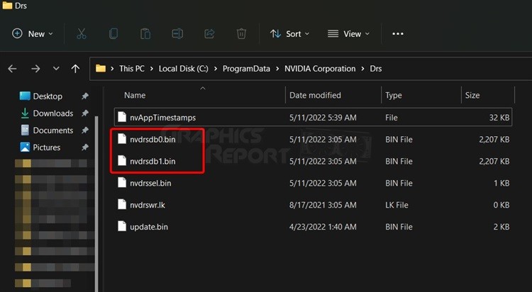 showing the drs folder by nvidia
