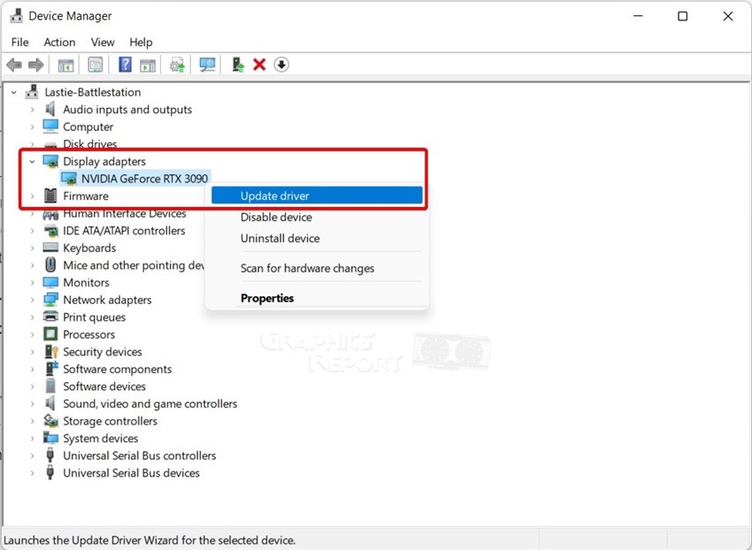 updating graphics driver with device manager