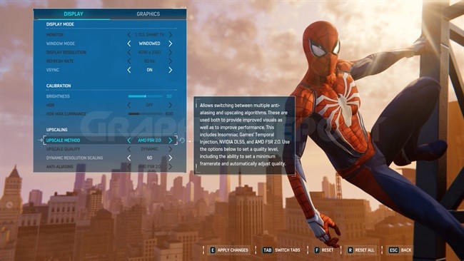 AMD FSR 2.0 option in Marvels Spider Man PC