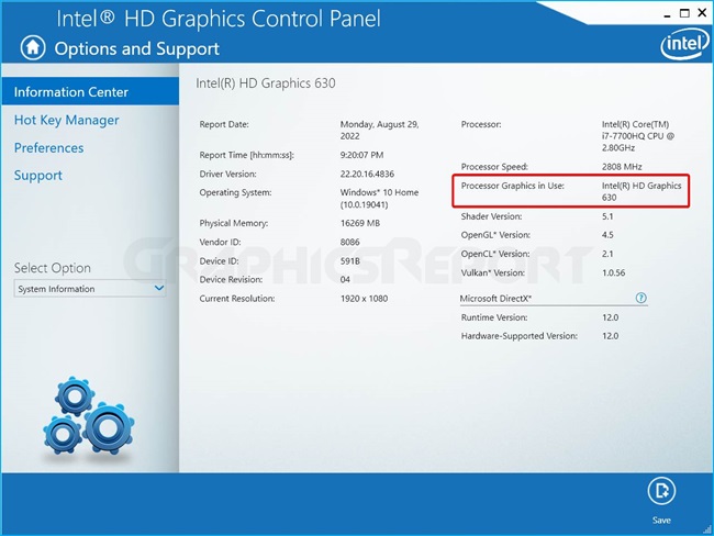 Integrated Graphics Card Info Of My Pc