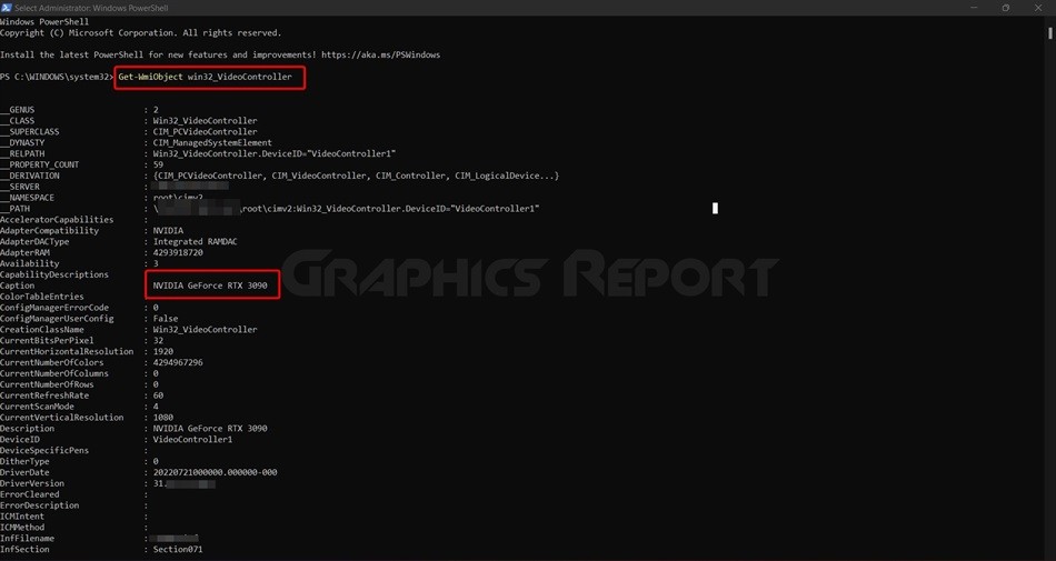 Check gpu name via powershell