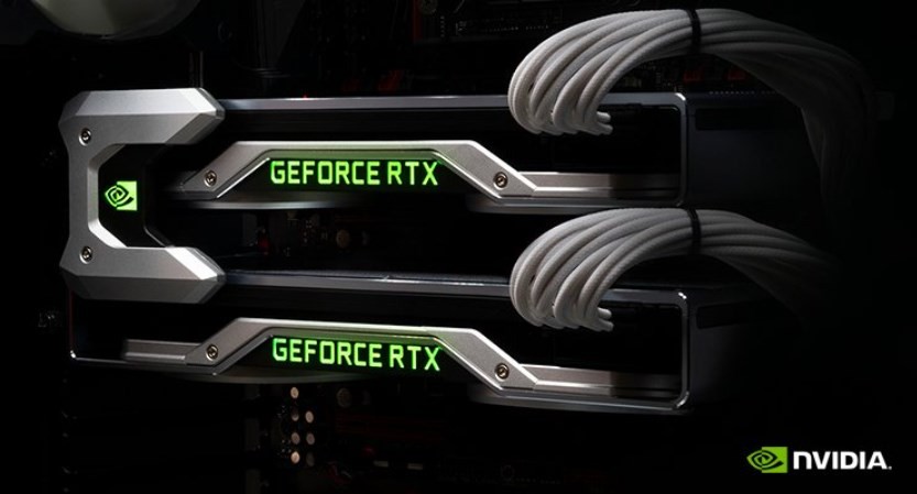 Image of RTX GPUs connected via SLI LInk