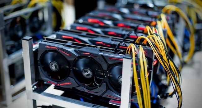 image of crypto mining farm with some gpus