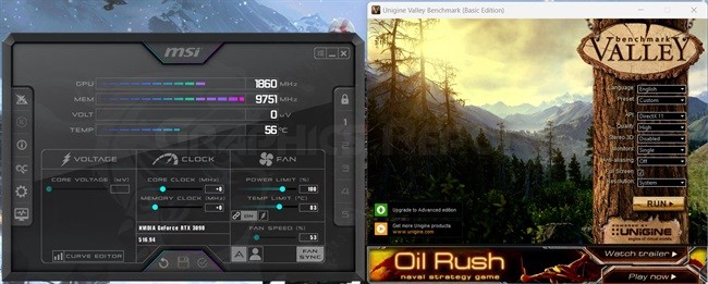 unigen valley and msi afterburner software