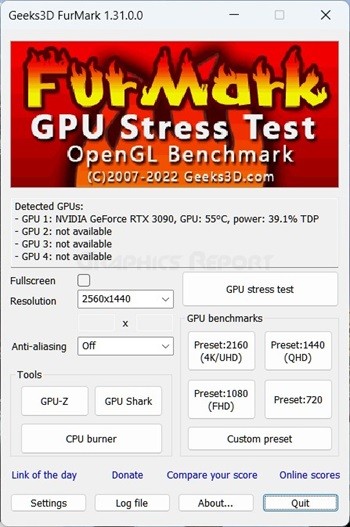 FurMark benchmarking tool